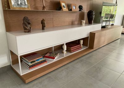 Meuble télé Le Mans blanc et bois